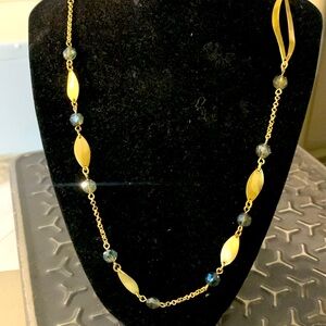 Talbots gold chain 30 inches blue beads